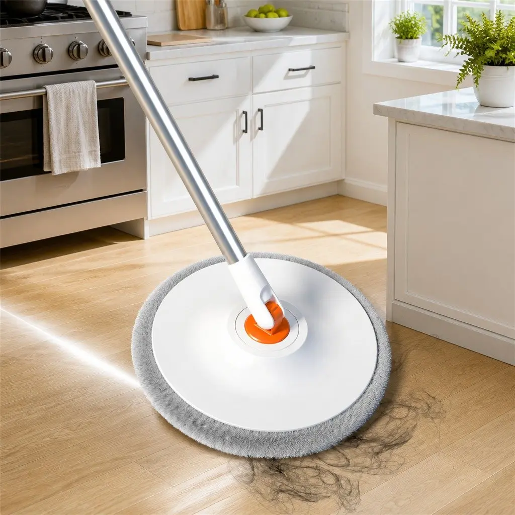 Rotary Flat Mop Cleaning System ABS Stainless Steel 102x18x23cm Orange White