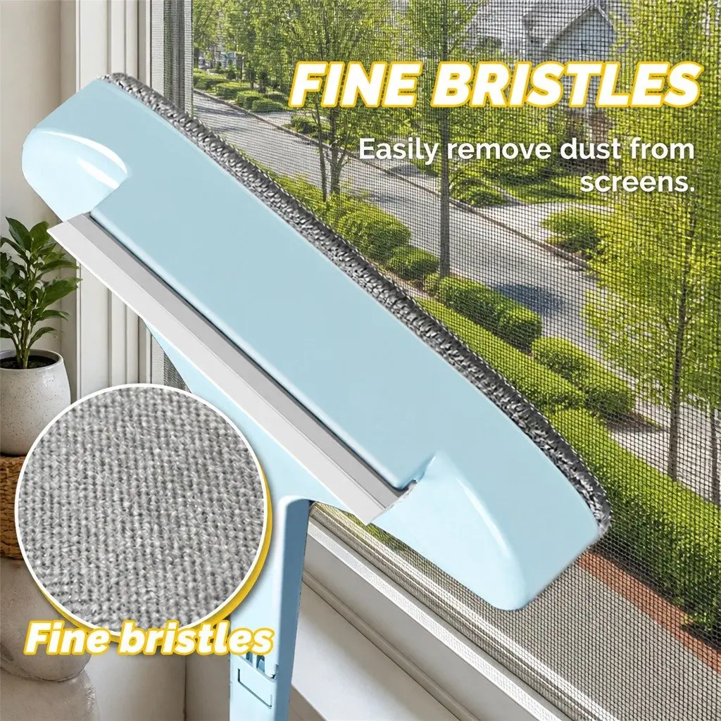 Double Sided Window Cleaning Brush Multifunctional Tool PP Flannelette Blue