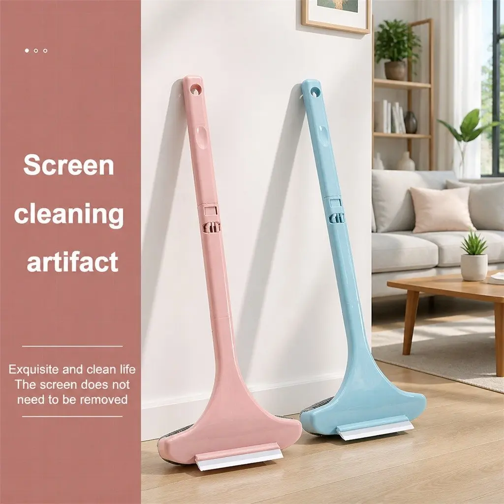 Double Sided Window Cleaning Brush Multifunctional Tool PP Flannelette Blue