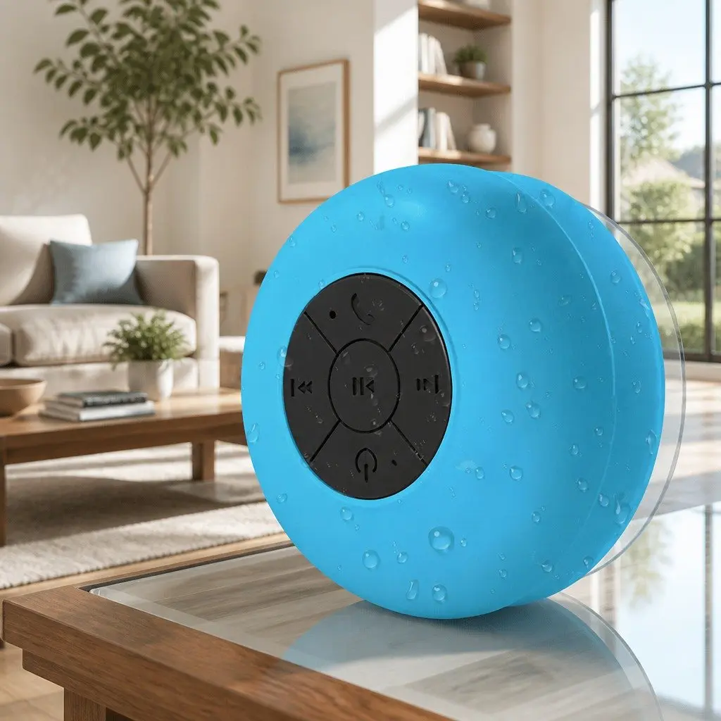 Portable Speaker Waterproof Bluetooth Suction Cup Outdoor Blue
