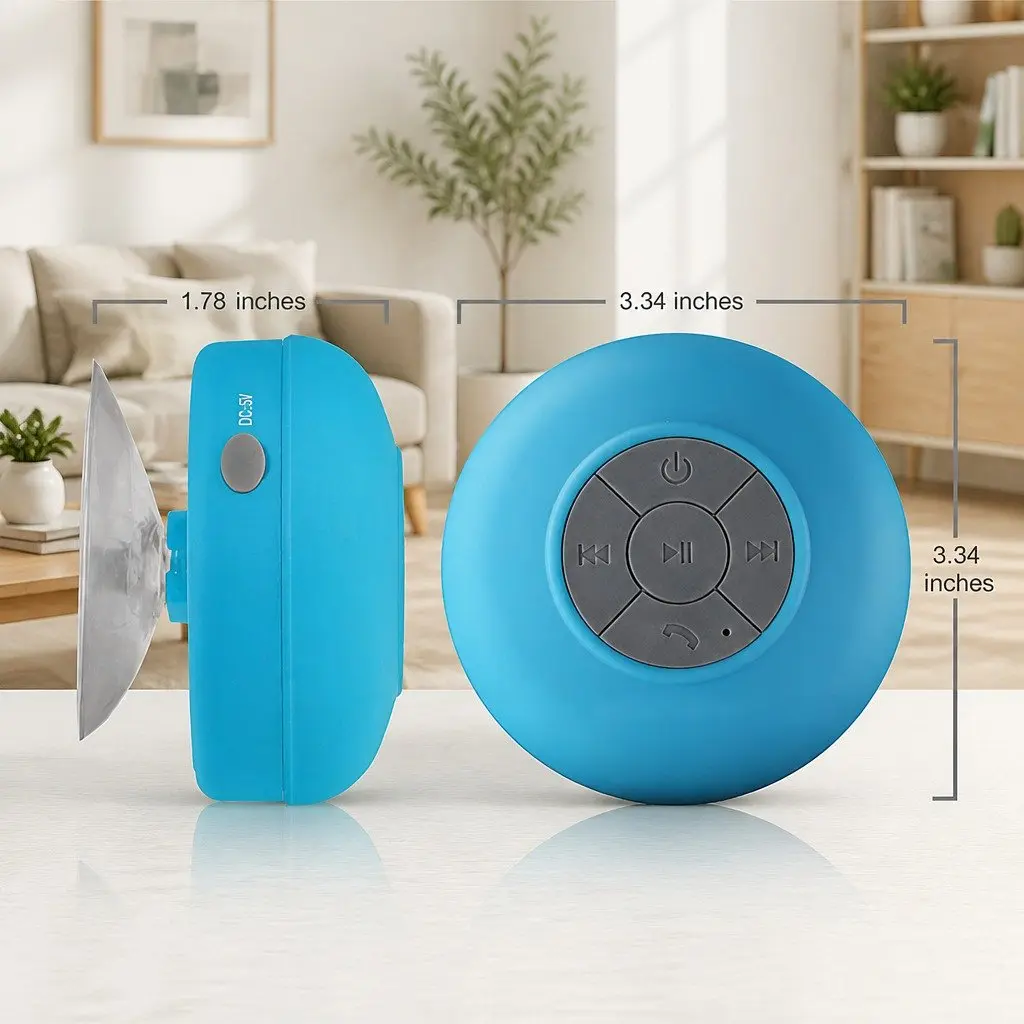 Portable Speaker Waterproof Bluetooth Suction Cup Outdoor Blue