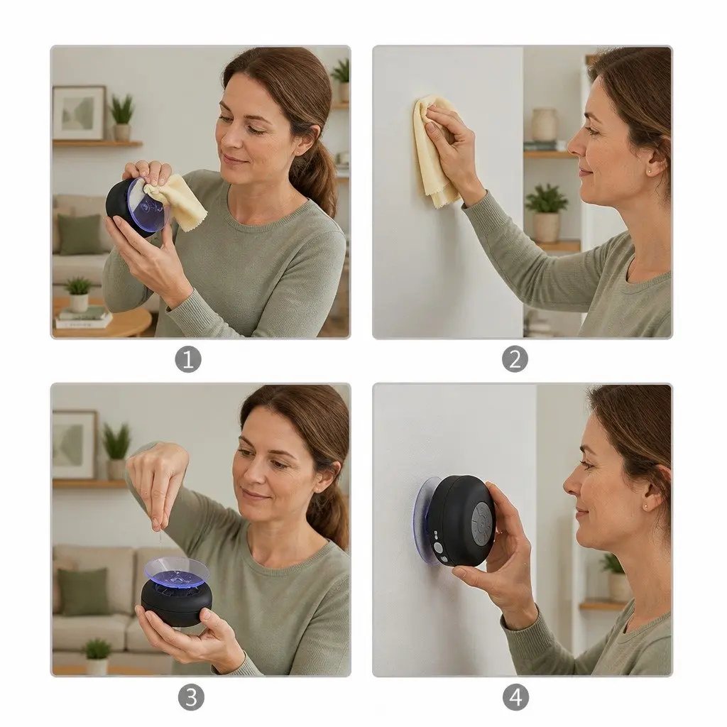 Portable Speaker Waterproof Bluetooth Suction Cup Outdoor Blue