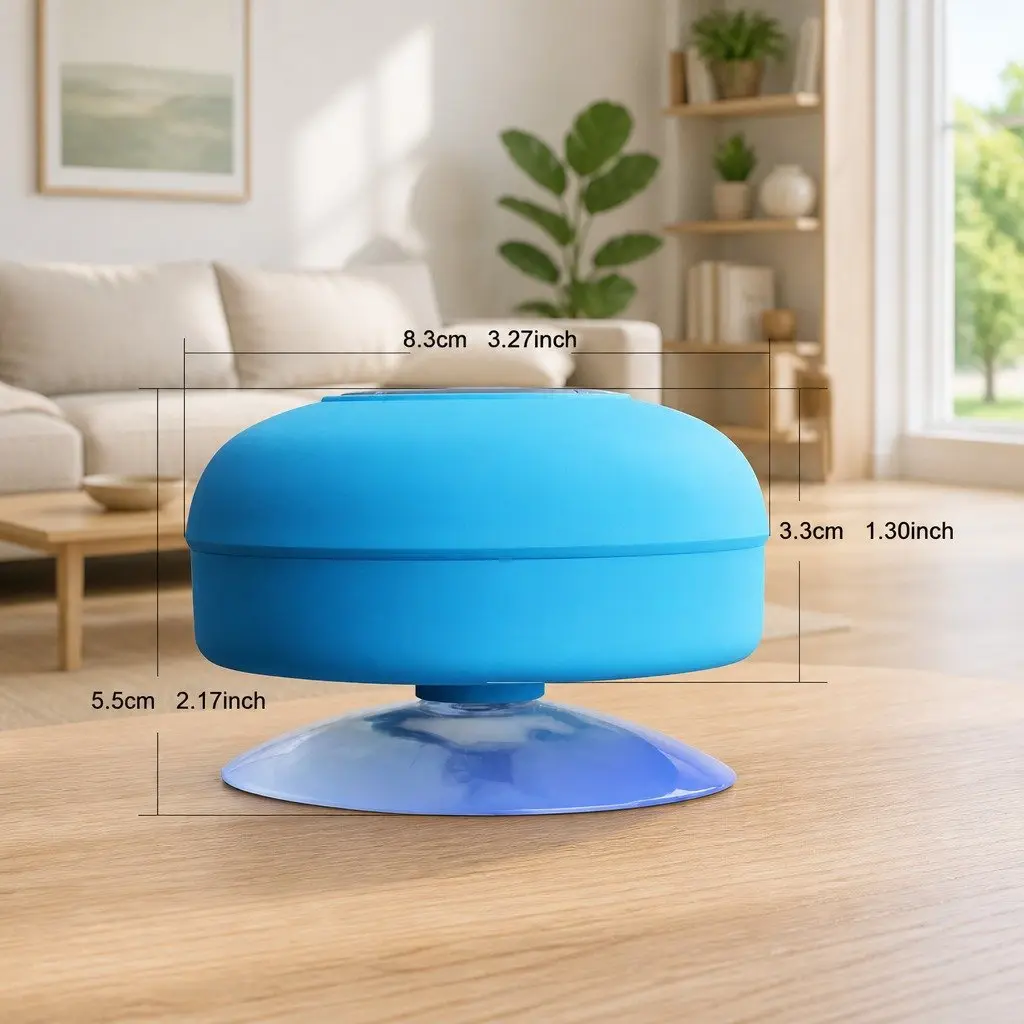 Portable Speaker Waterproof Bluetooth Suction Cup Outdoor Blue