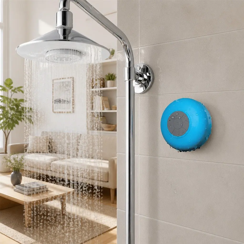 Portable Speaker Waterproof Bluetooth Suction Cup Outdoor Blue