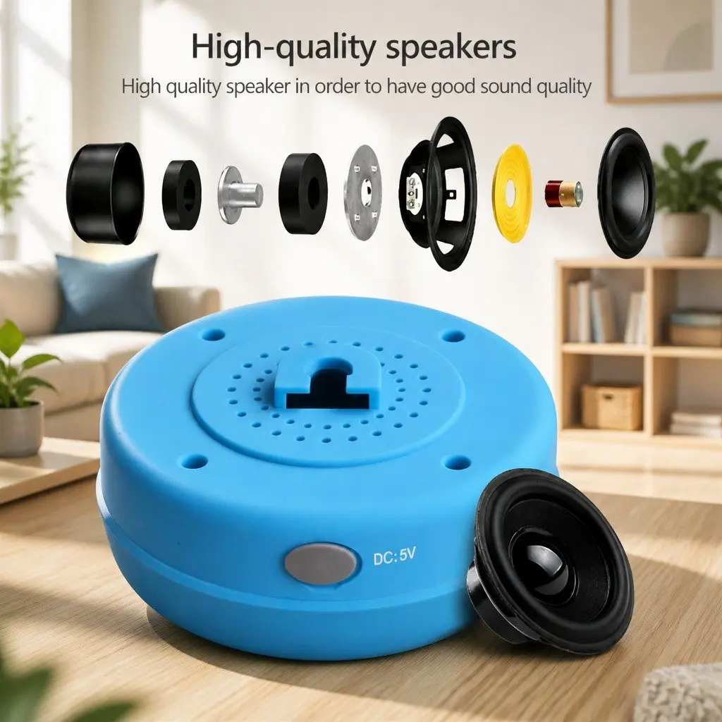 Bluetooth Speaker Portable Suction Cup Waterproof White Outdoor Music Player