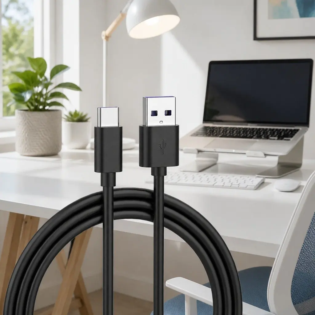 USB to USB-C Fast Charging Cable Nylon 1.5m Black