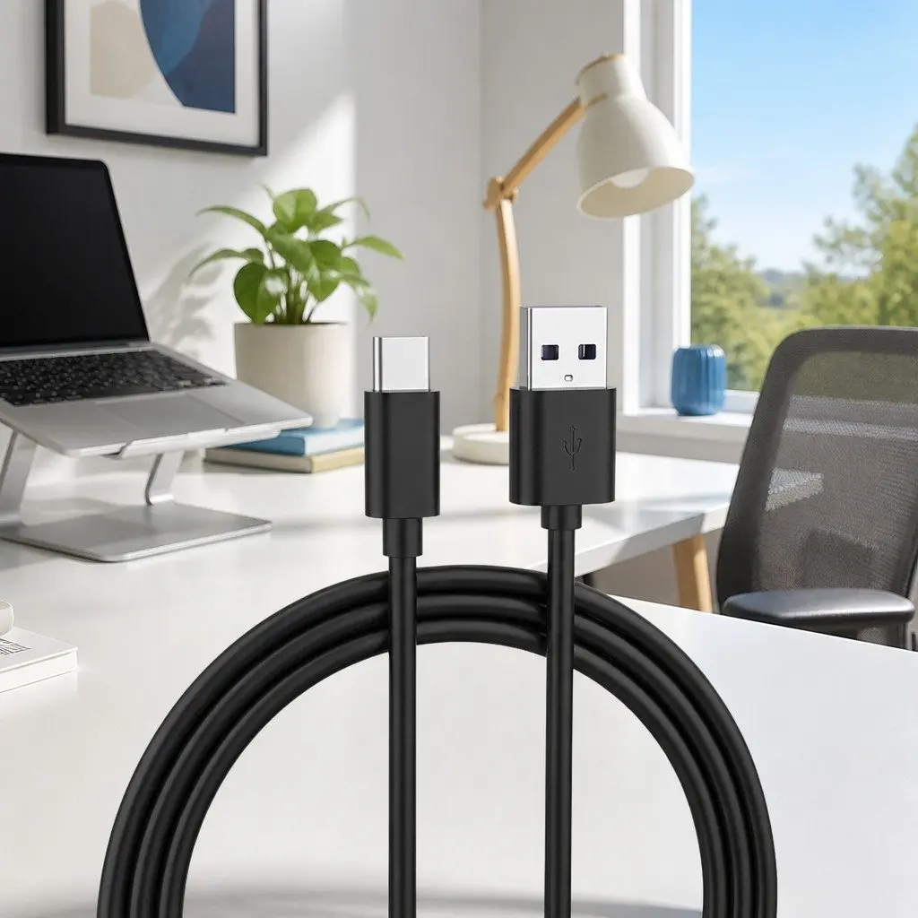 USB to USB-C Fast Charging Cable Nylon 1.5m Black