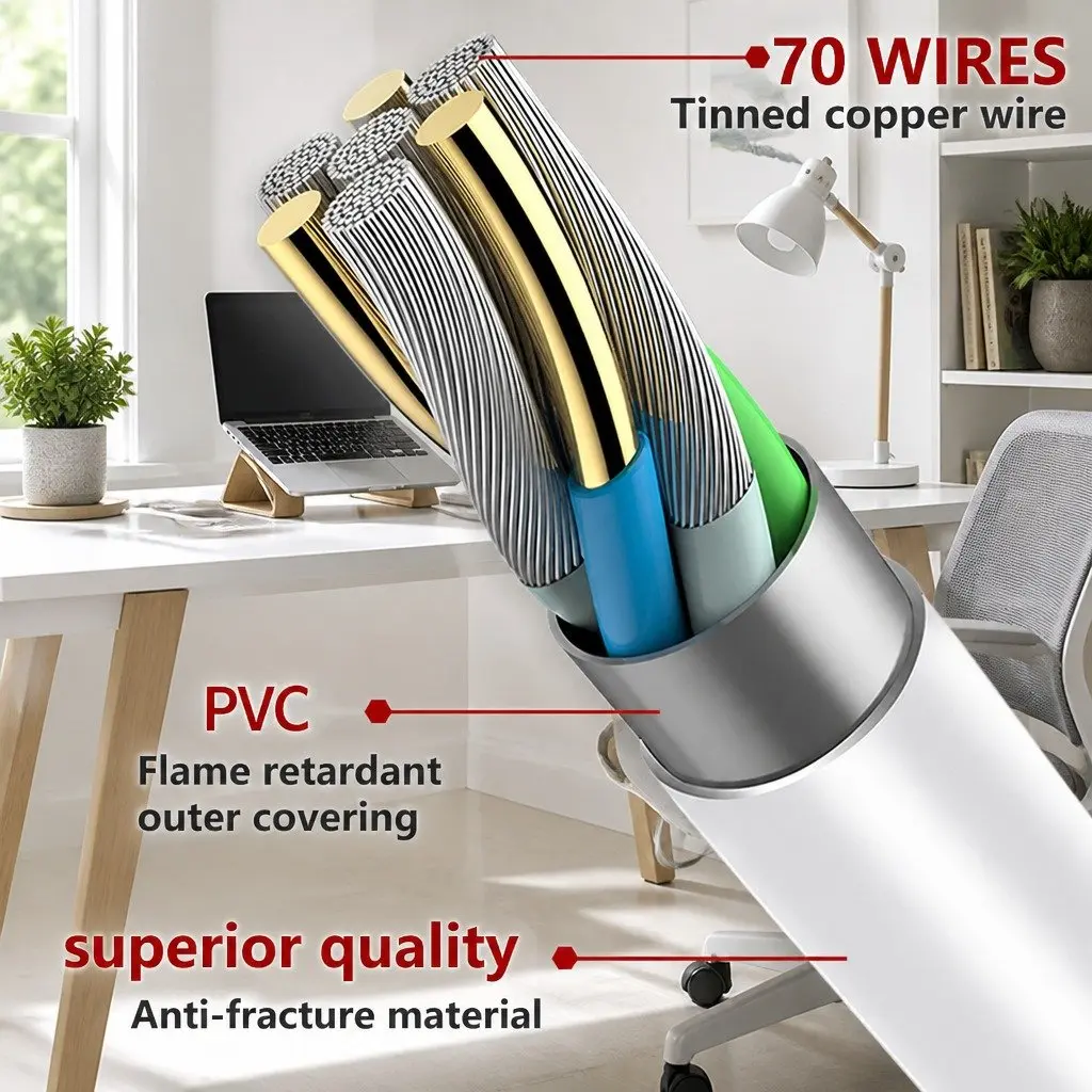 USB to USB-C Fast Charging Cable Nylon 1.5m Black