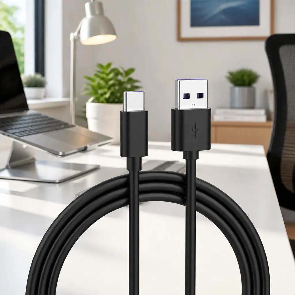USB to USB-C Fast Charging Cable Nylon 1.5m Black