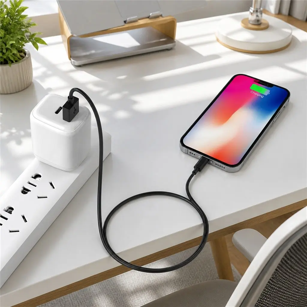 USB to USB-C Fast Charging Cable Nylon 1.5m Black