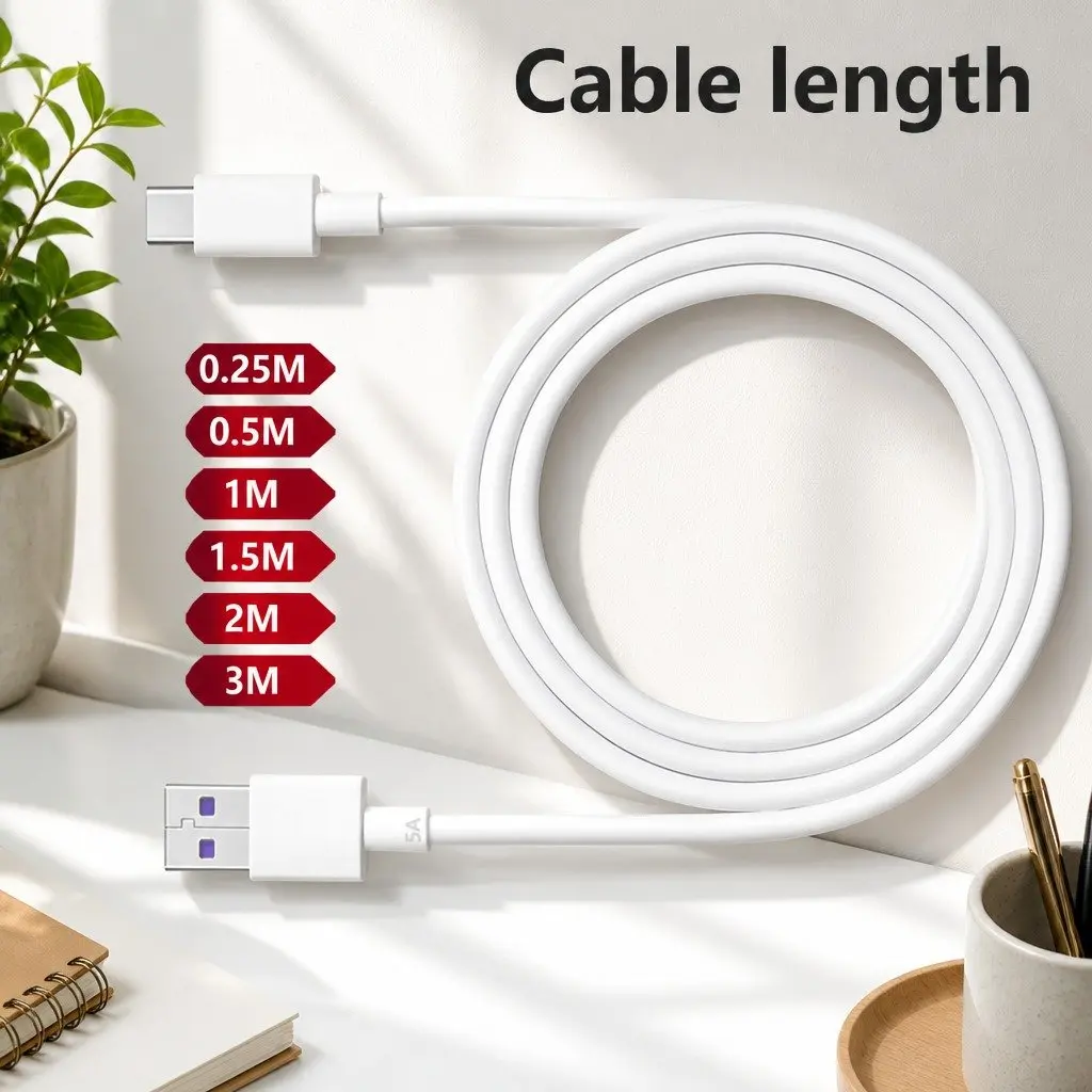 USB to USB-C Fast Charging Cable Nylon 1.5m Black