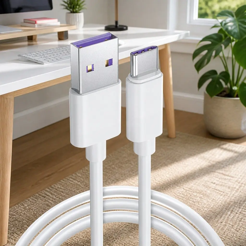 USB to USB-C Fast Charging Cable Nylon 1.5m Black