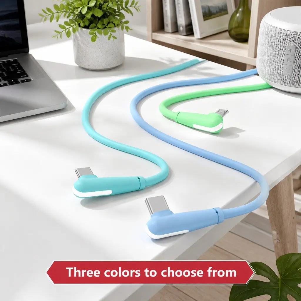 Three-in-One Charging Cable Liquid Silicone 1.2m Green