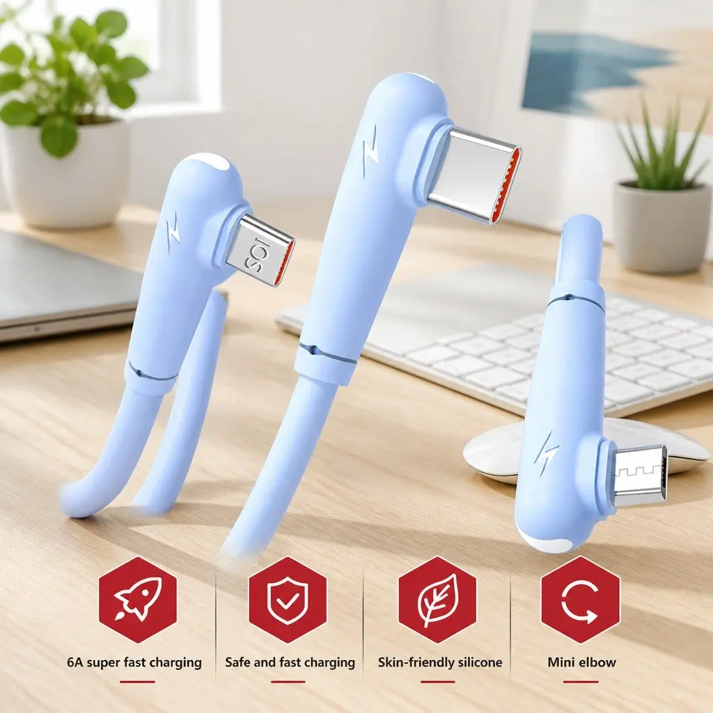 Three-in-One Charging Cable Liquid Silicone 1.8m Green