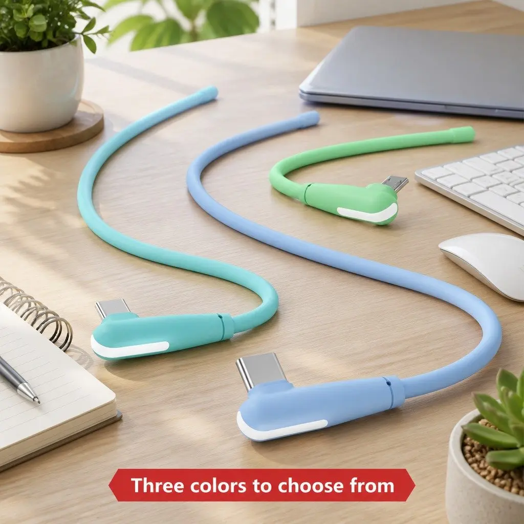 Three-in-One Charging Cable Liquid Silicone 1.8m Green