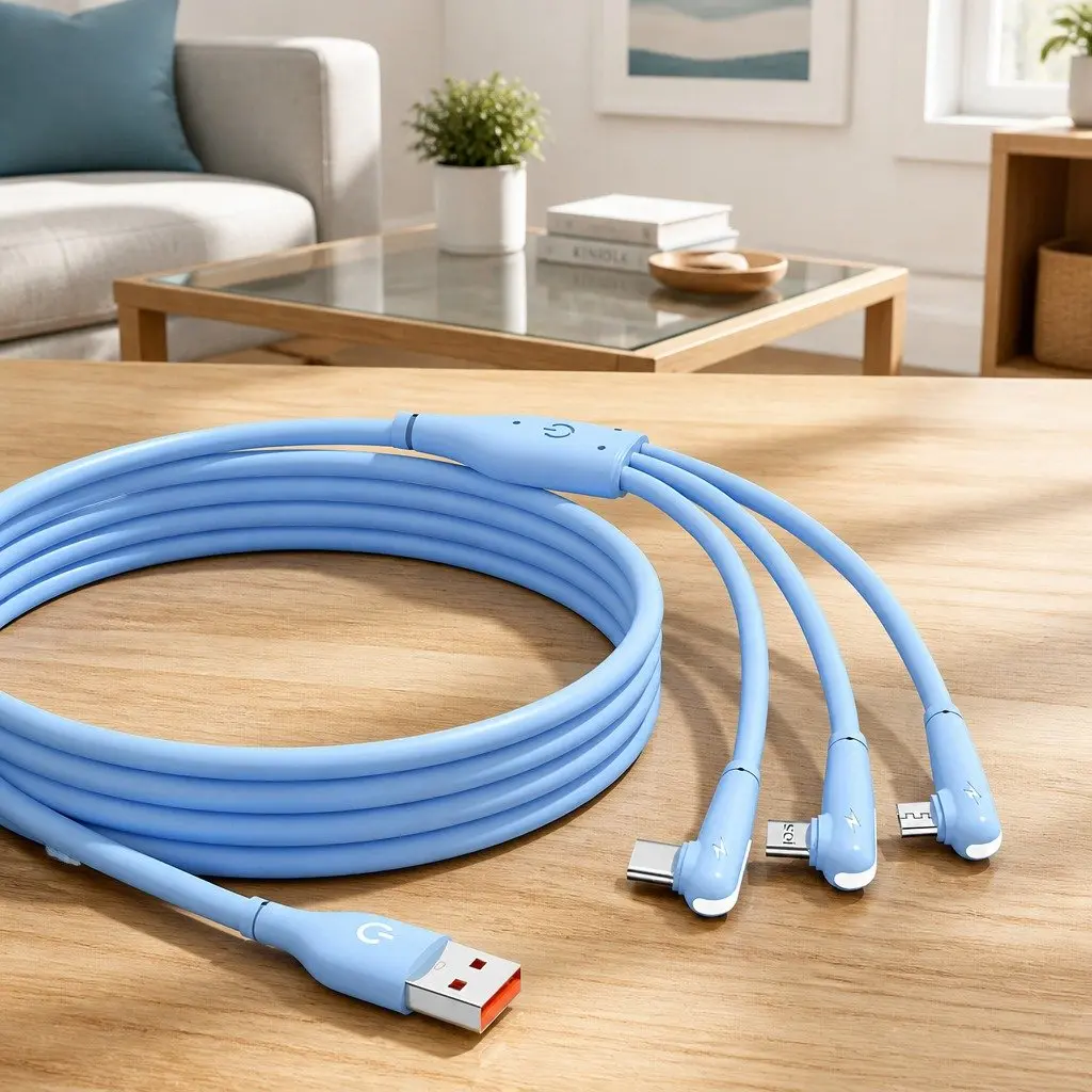 66W Fast Charging USB Cable Elbow Liquid Silicone 1.2m Blue