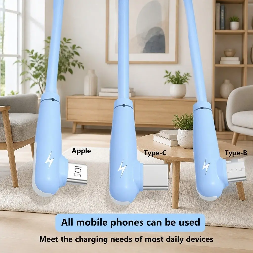 66W Fast Charging USB Cable Elbow Liquid Silicone 1.2m Blue