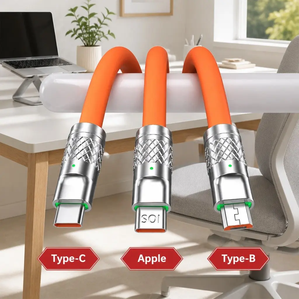 120W Fast Charging Cable Three-in-One Universal Data Line Green