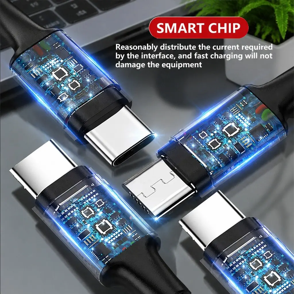 4-in-1 USB Charging Cable Nylon Woven 3.3mm Colorful Multi Device Connector