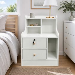 Functional White Nightstand with Practical Storage Solutions