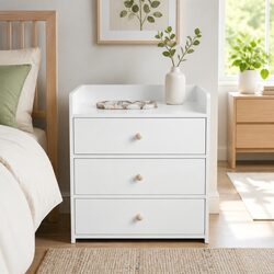 Functional Nightstand with Triple Drawers and Tray