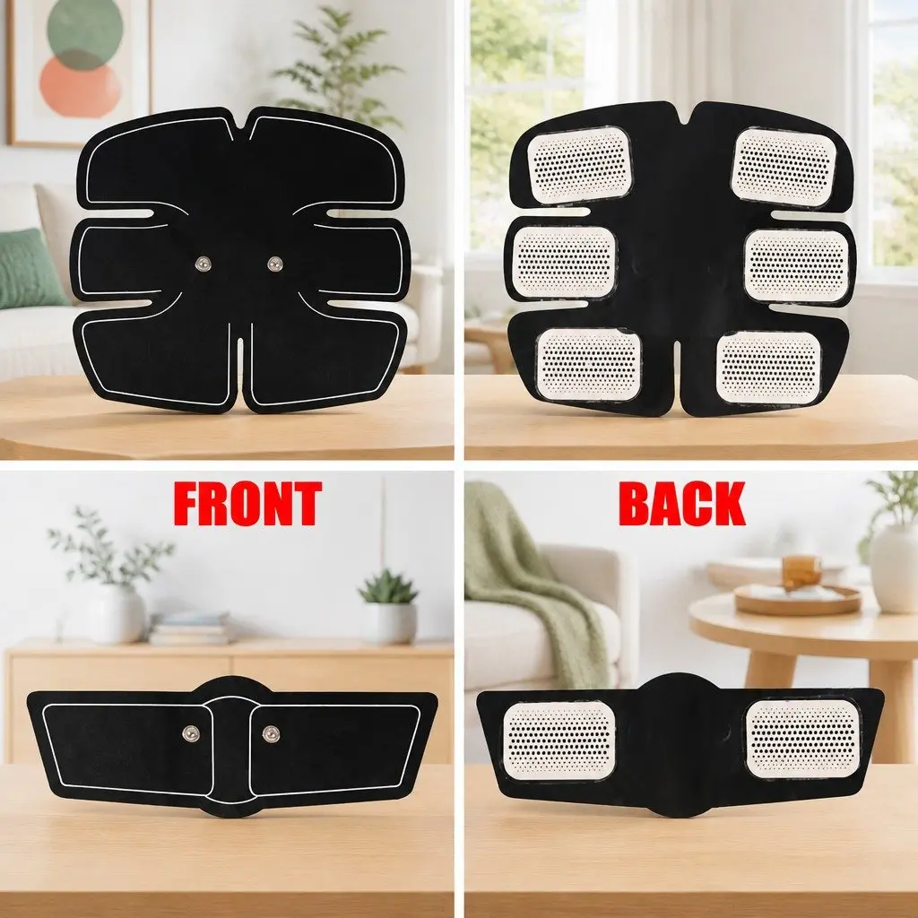 Abdominal Muscle Fitness Device EMS Technology Black PU Leather Silicone Conductive Sheet