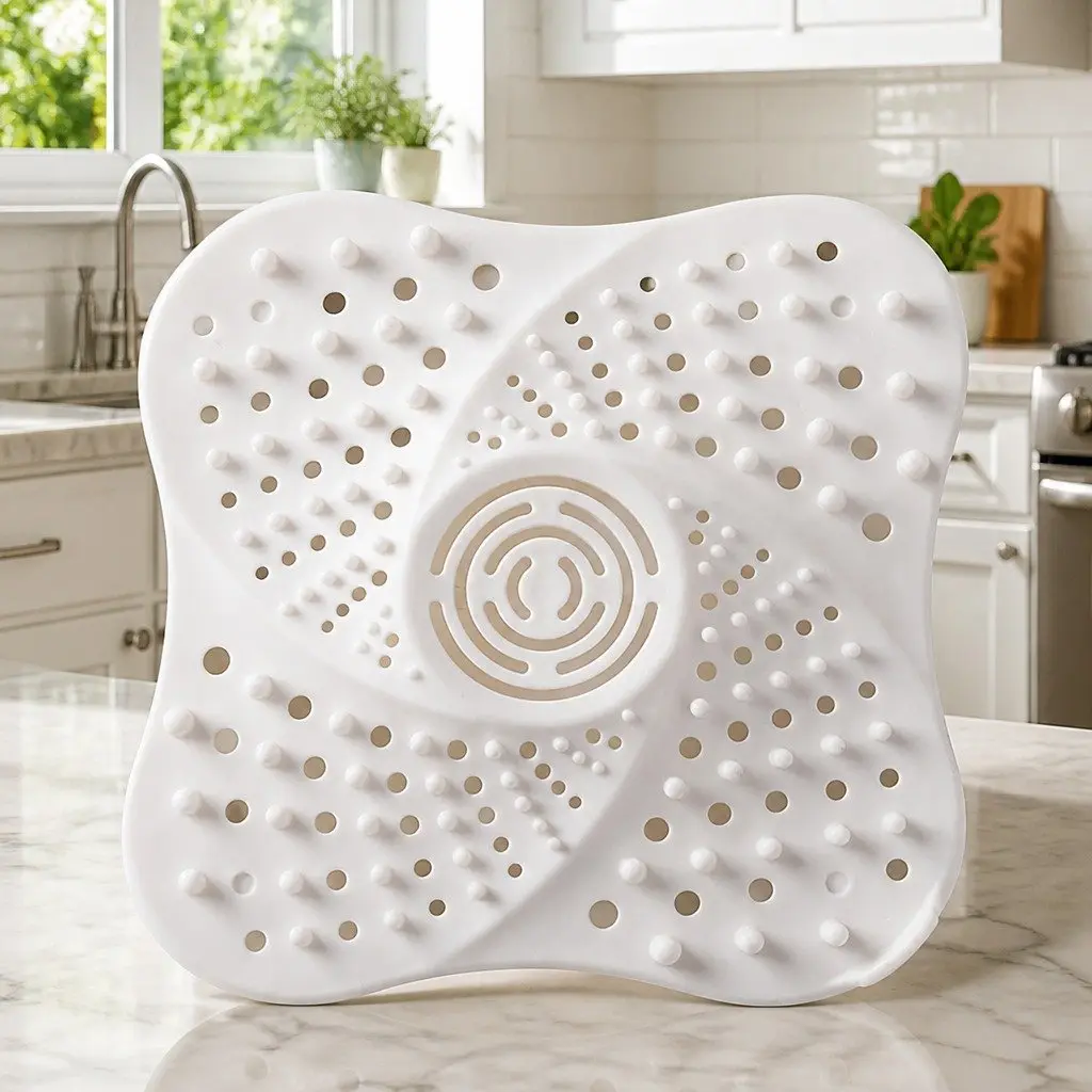Silicone Drain Cover Kitchen Sink Toilet Filter 13cm X 13cm White