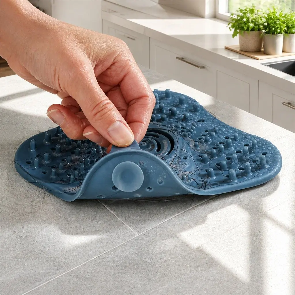 Silicone Drain Cover Kitchen Sink Toilet Filter 13cm X 13cm White