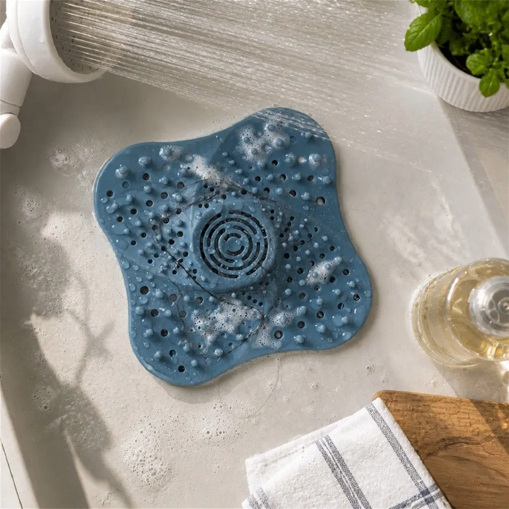 Silicone Drain Cover Kitchen Sink Toilet Filter 13cm X 13cm White