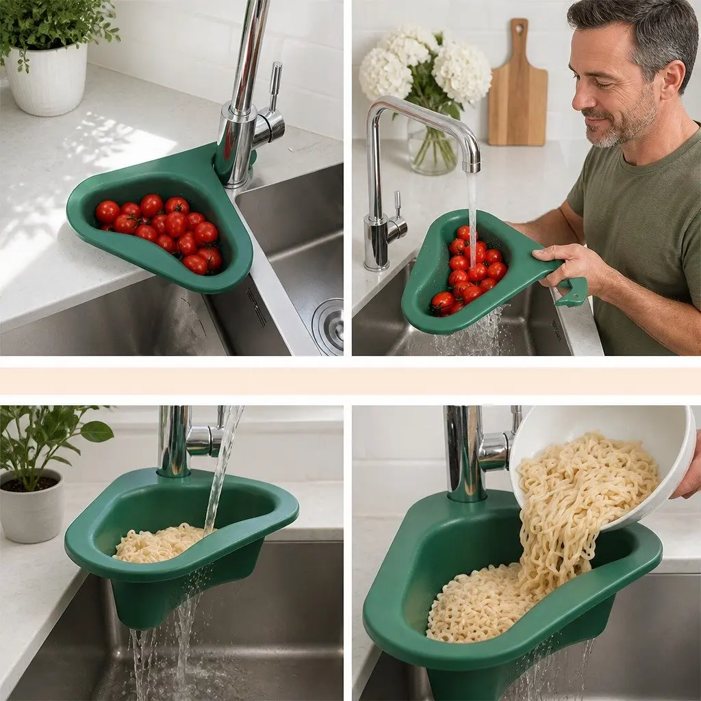 Fruit and Vegetable Basket Non-Perforated PP Material Orange Size Drainage Type Dry Wet Separation
