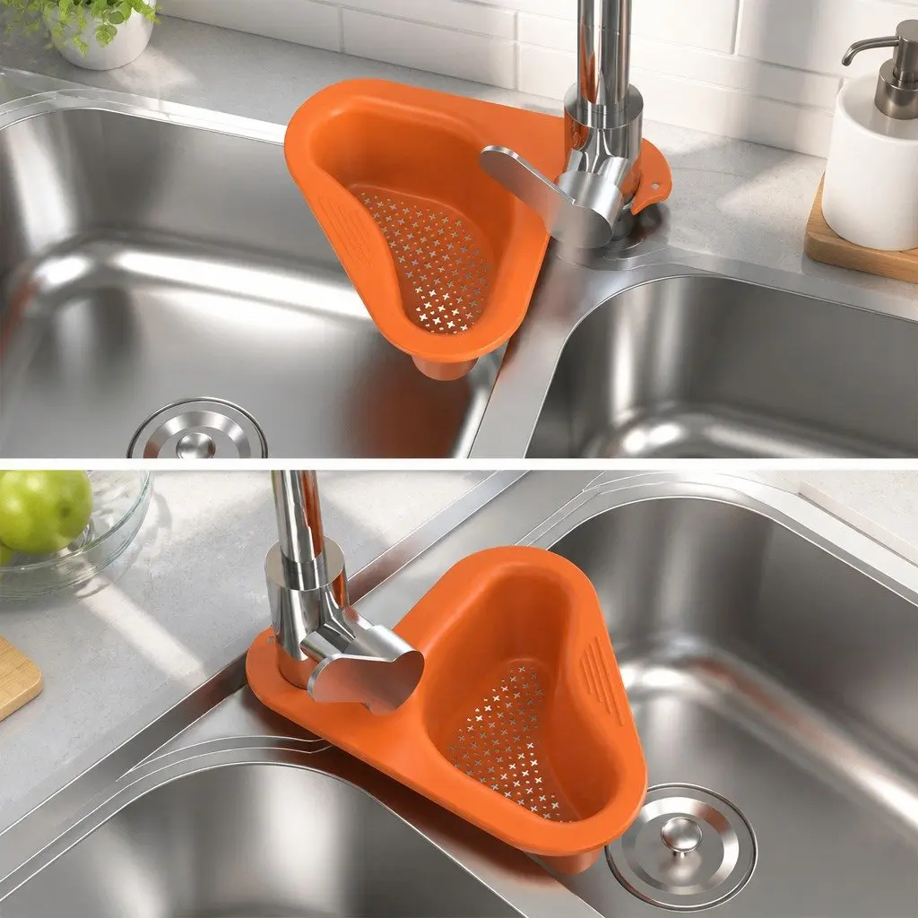 Fruit and Vegetable Basket Non-Perforated PP Material Orange Size Drainage Type Dry Wet Separation