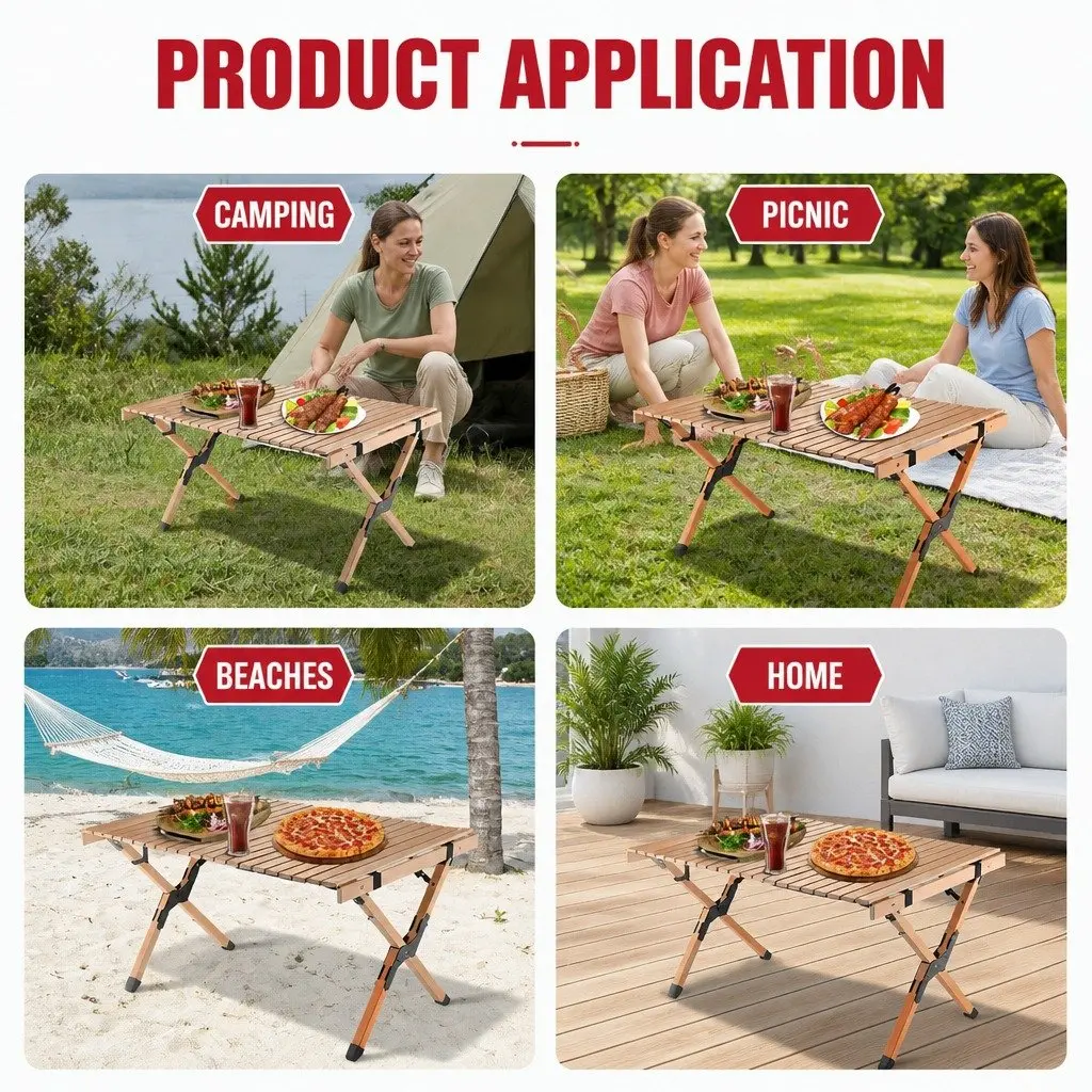 Foldable Camping Table Portable Picnic BBQ Outdoor Garden Furniture 90x60x45cm