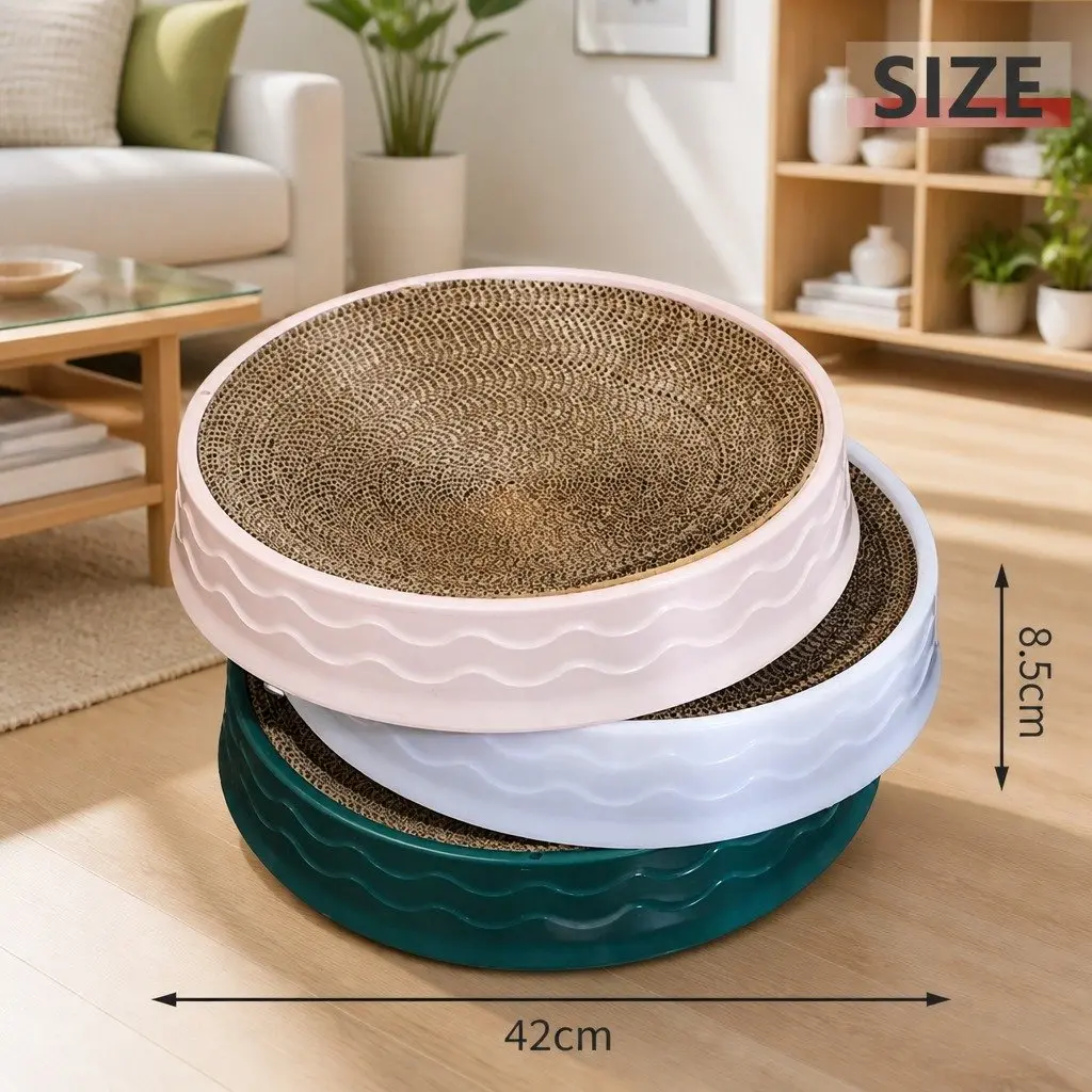 Round Corrugated Paper Cat Scratcher 42cm Green