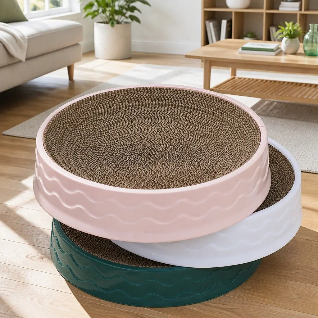 Round Corrugated Paper Cat Scratcher 42cm Green