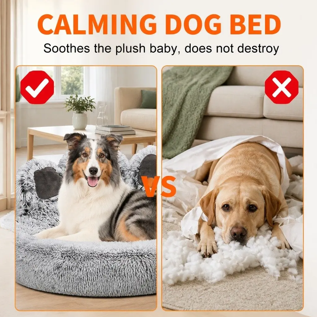 Pet Bed Cushion Bear Paw Soft Warm Dog Kennel Mat Blanket Washable