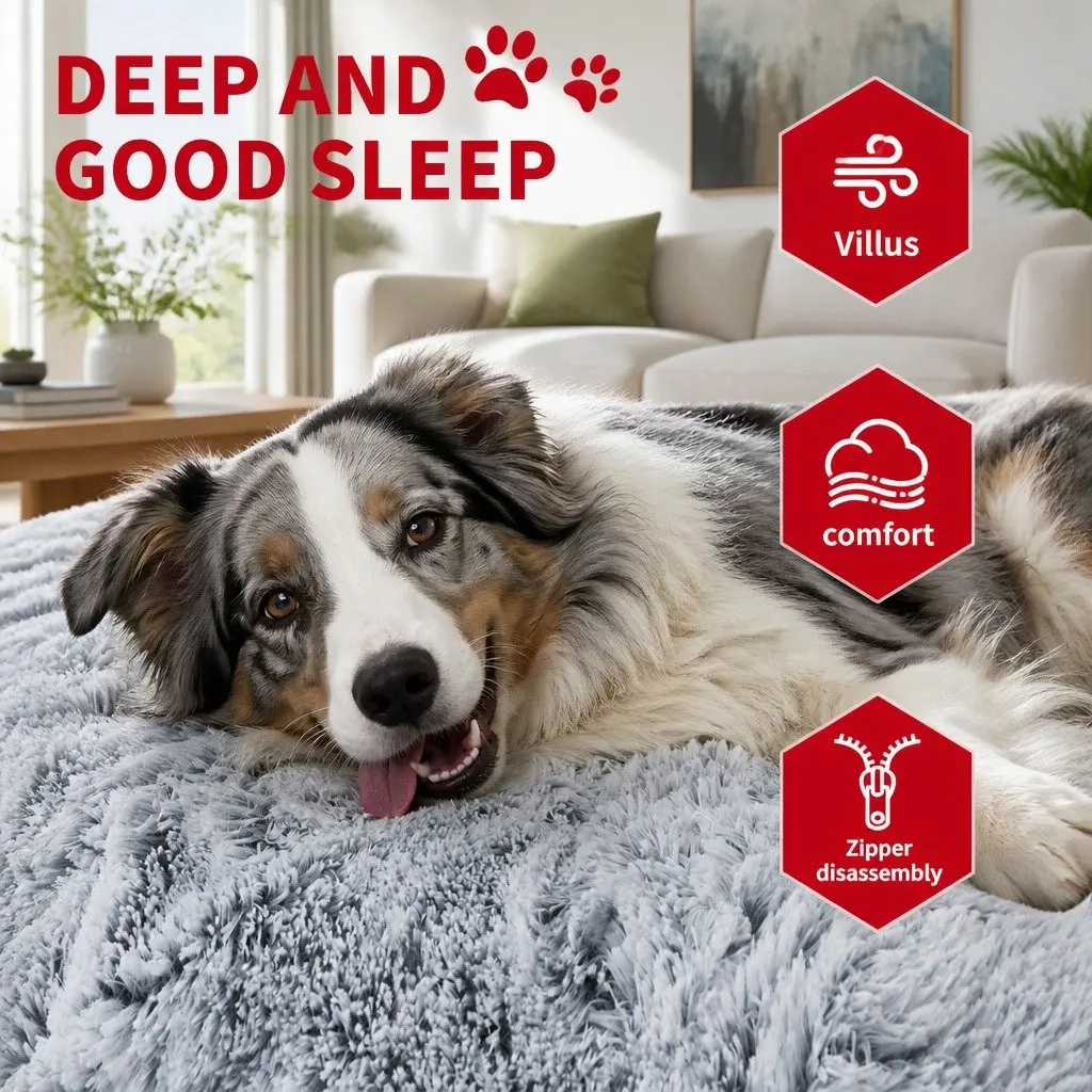 Pet Bed Cushion Bear Paw Soft Warm Dog Kennel Mat Blanket Washable