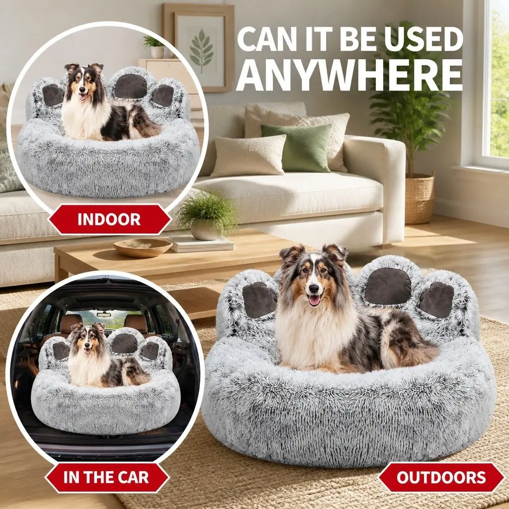 Pet Bed Cushion Bear Paw Soft Warm Dog Kennel Mat Blanket Washable