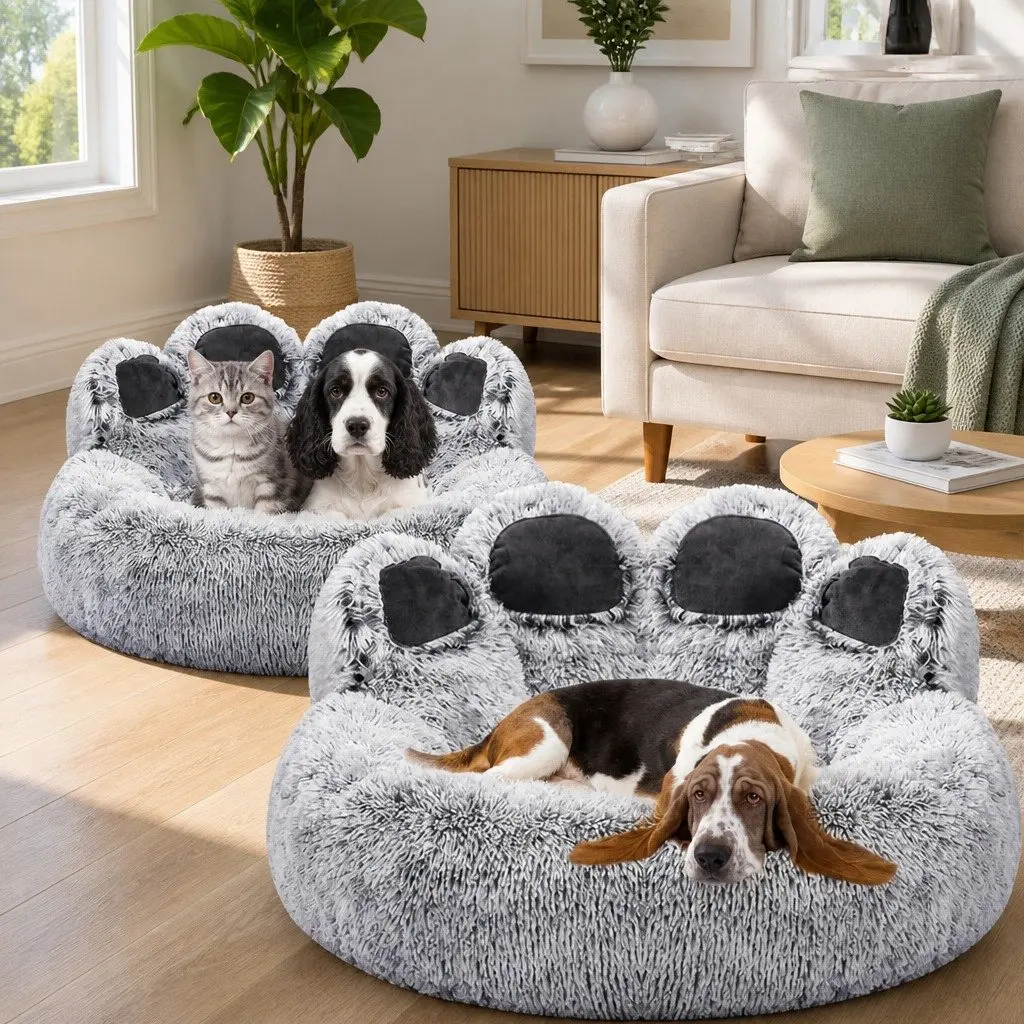 Pet Bed Cushion Bear Paw Soft Warm Dog Kennel Mat Blanket Washable