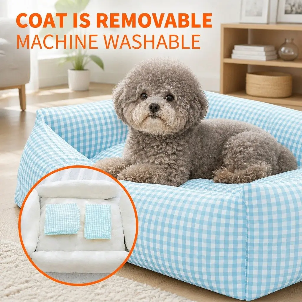 Dog Bed PP Cotton Rectangle XL Blue
