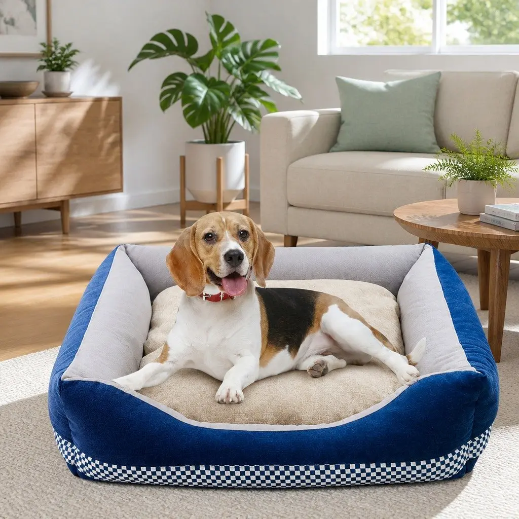Dog Bed Soft Nest Cushion Washable Large Blue PP Cotton