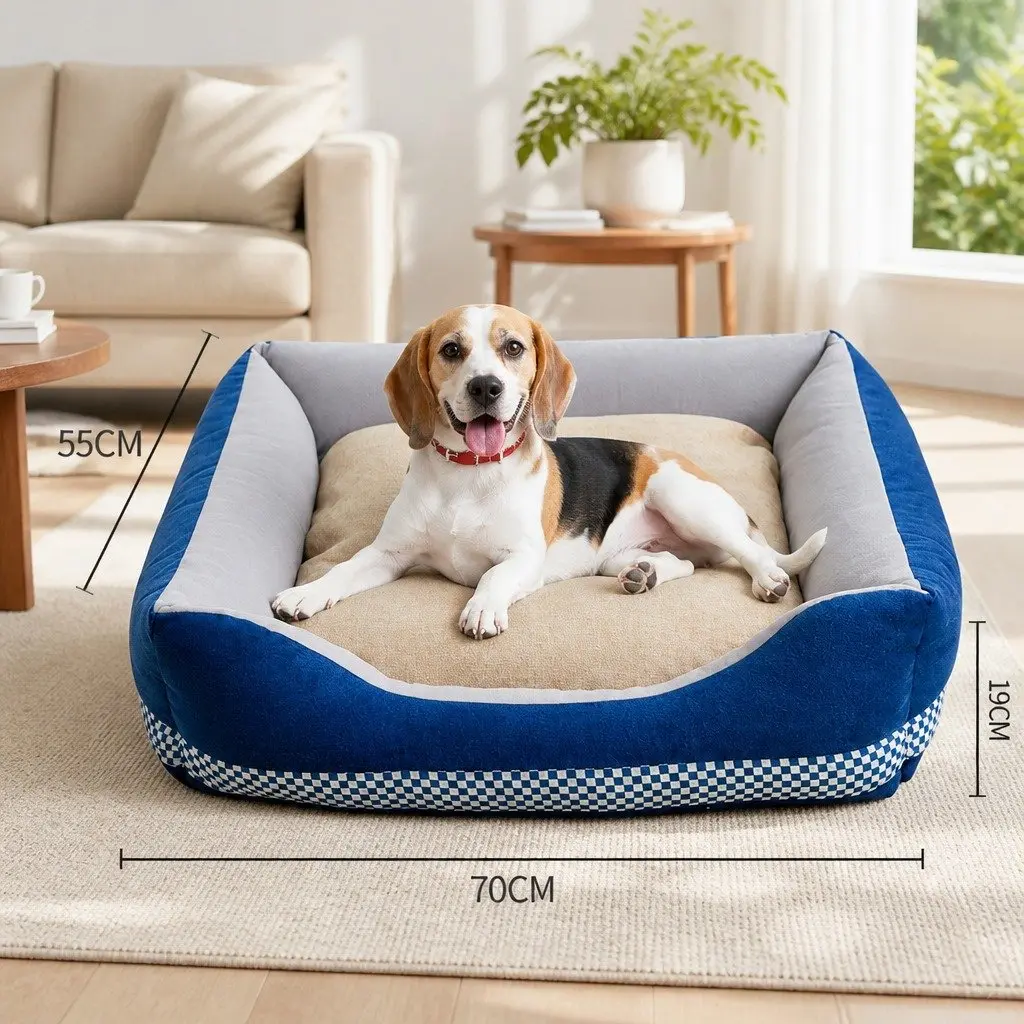 Dog Bed Soft Nest Cushion Washable Large Blue PP Cotton
