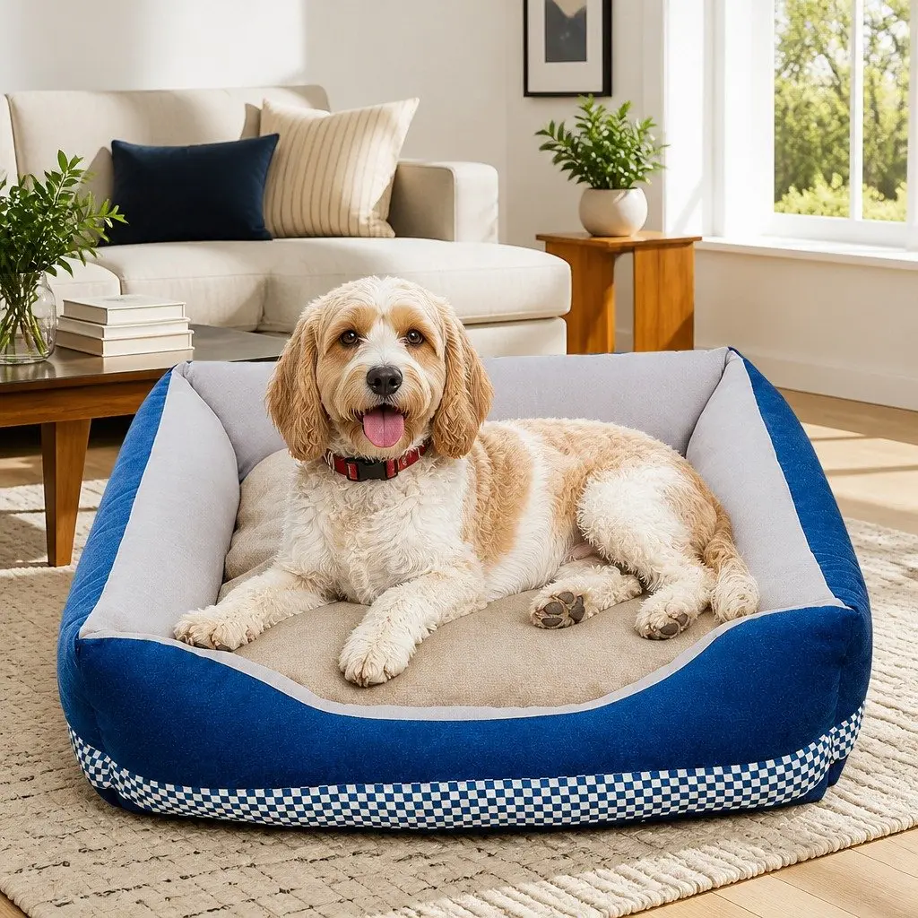 Dog Bed Soft Nest Cushion Washable Large Blue PP Cotton