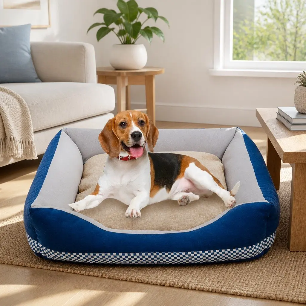 Dog Bed Soft Nest Cushion Washable Large Blue PP Cotton