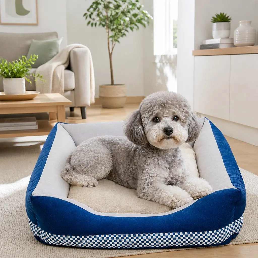 Dog Bed Breathable Moisture-proof Soft Fluffy Large Blue