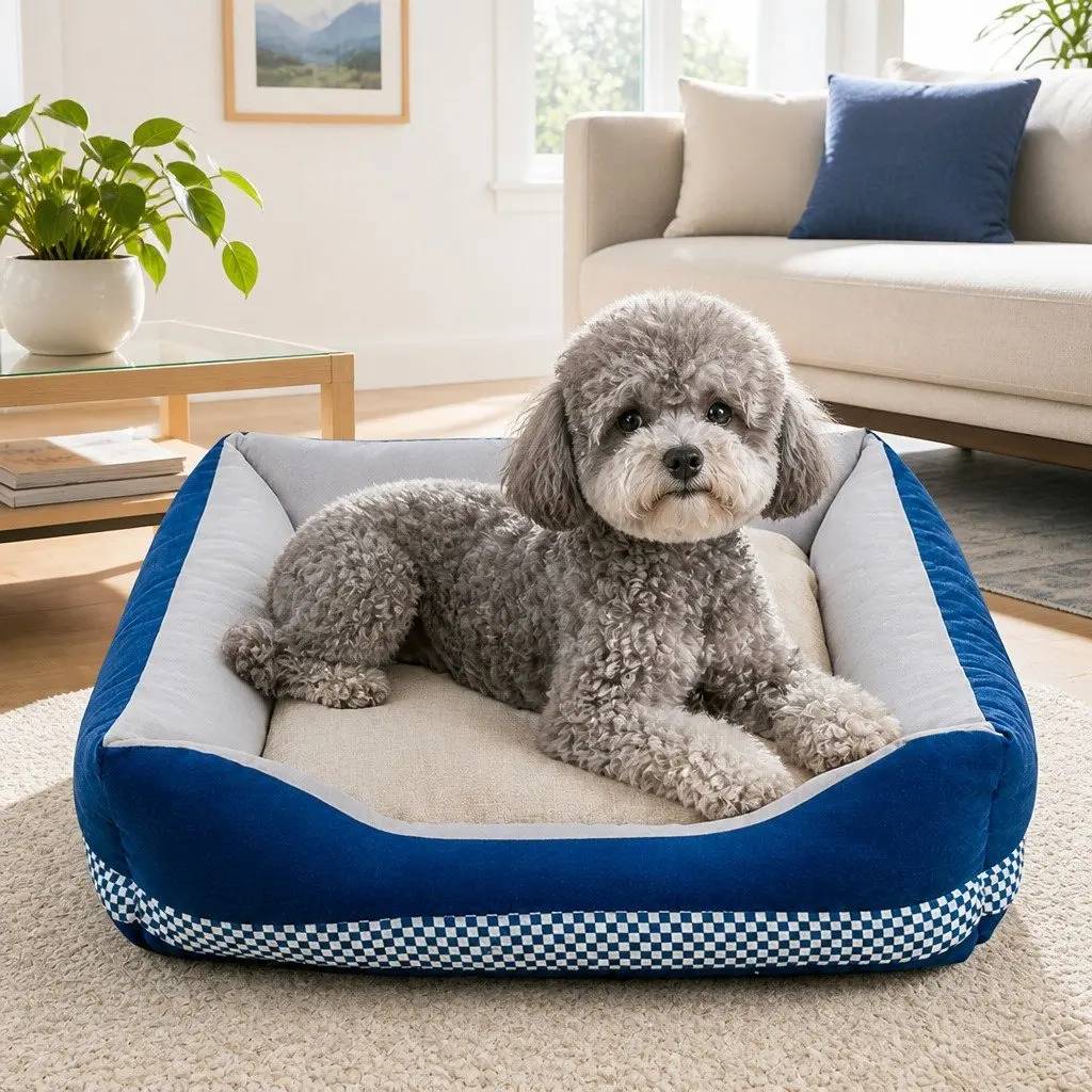 Dog Bed Breathable Moisture-proof Soft Fluffy Large Blue