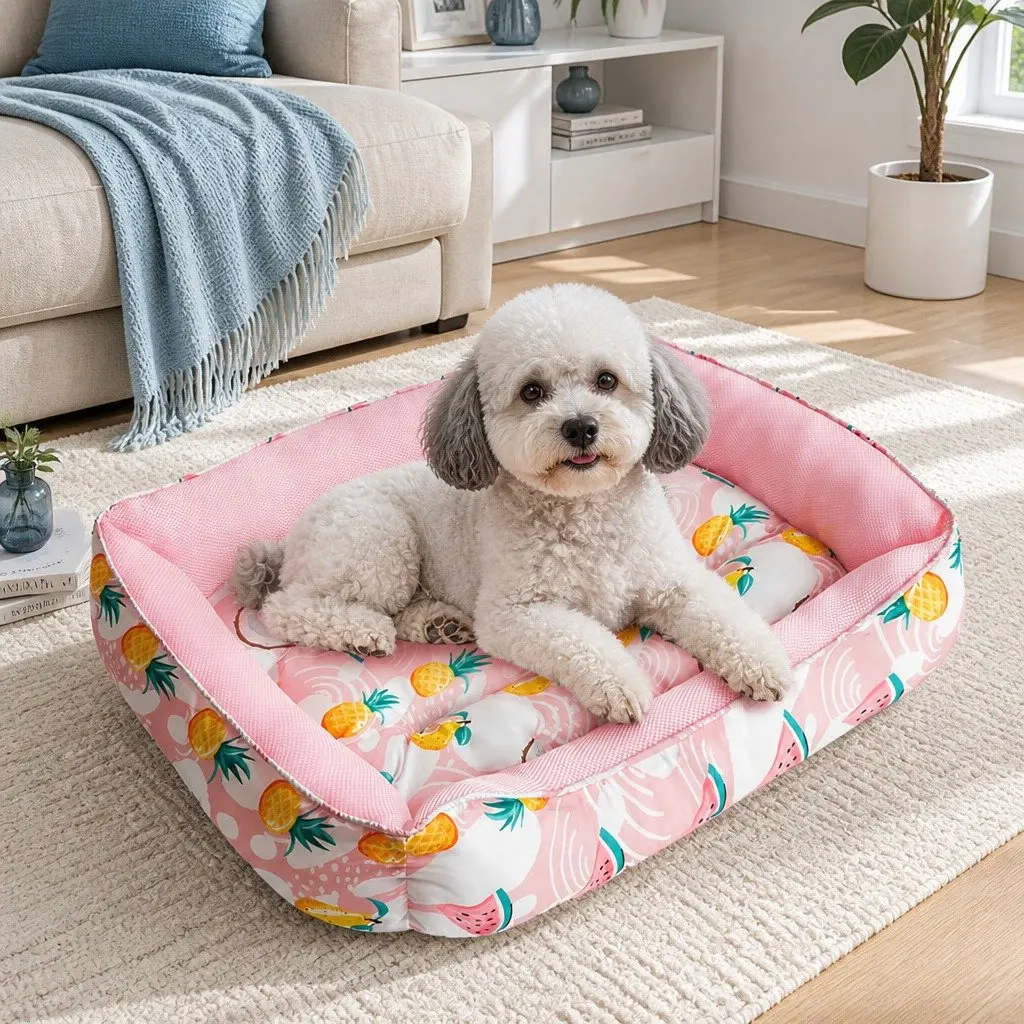 Pet Cooling Pad Waterproof Mesh Fabric Medium Pink