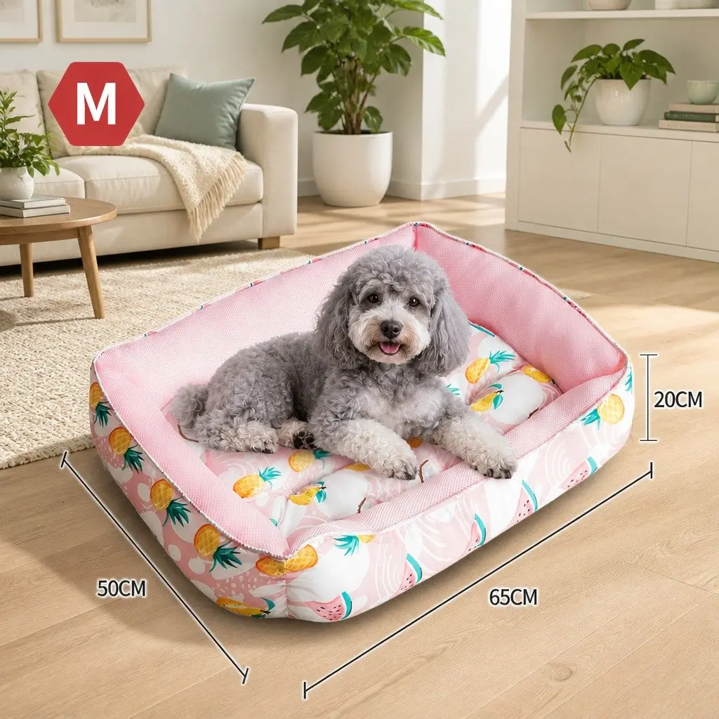 Pet Cooling Pad Waterproof Mesh Fabric Medium Pink