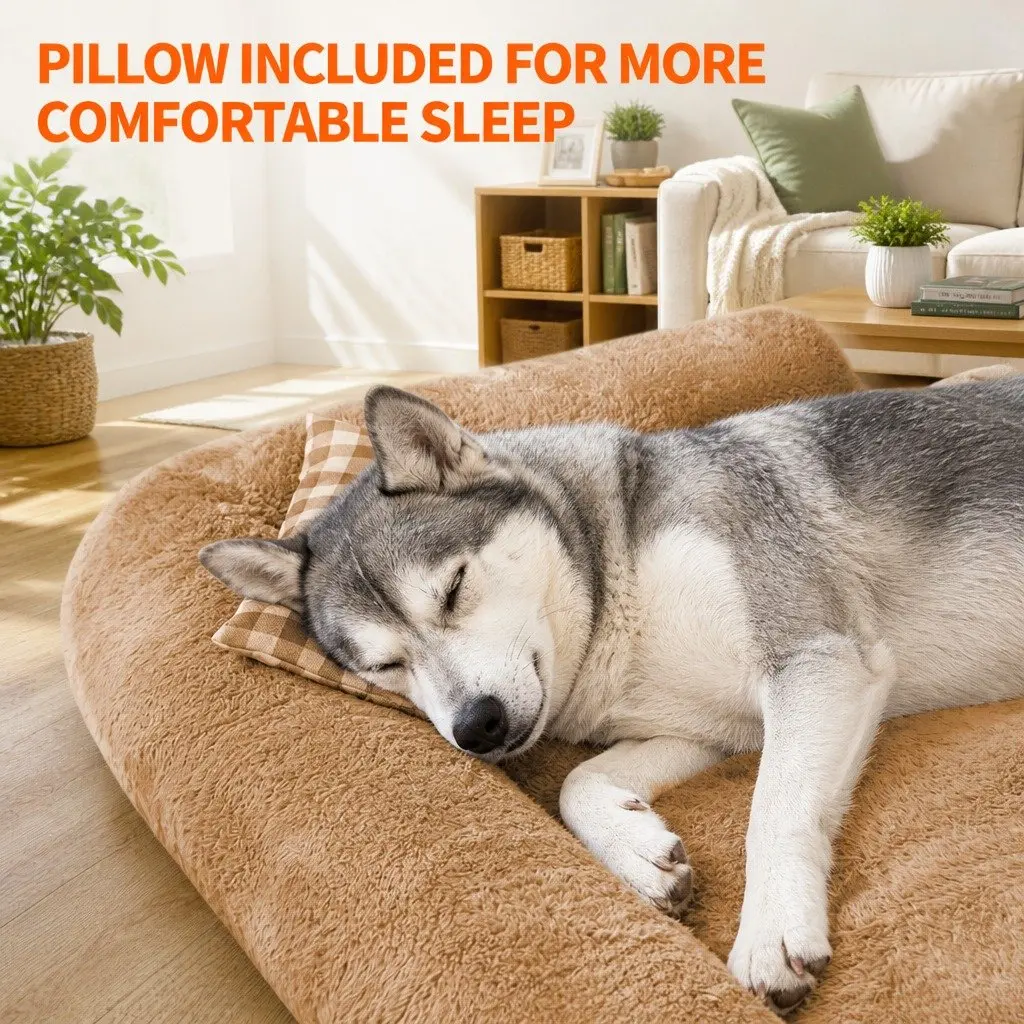 Dog Bed Soft Washable PP Cotton XXL Brown