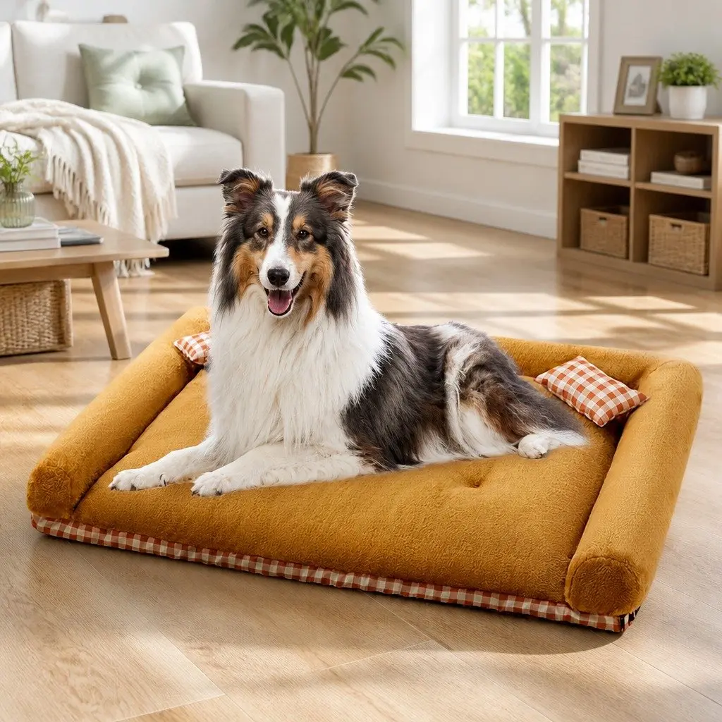 Dog Bed Soft Washable PP Cotton XXL Brown