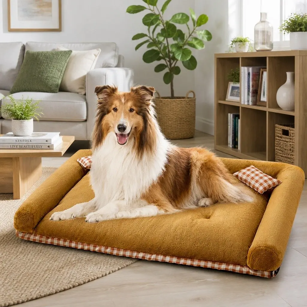 Dog Bed Soft Washable PP Cotton XXL Brown